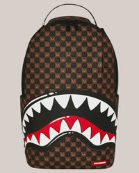 Sprayground Sharks In Paris WTF Bubbly Brown Check Backpack 910B8634NSZ