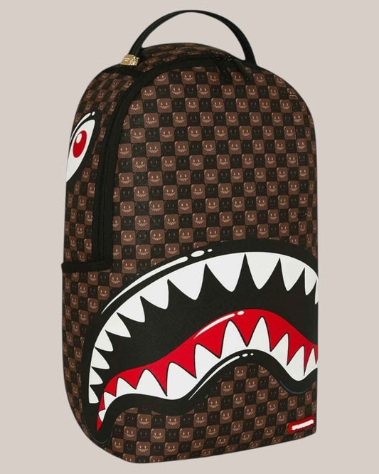 Sprayground Sharks In Paris WTF Bubbly Brown Check Backpack 910B8634NSZ
