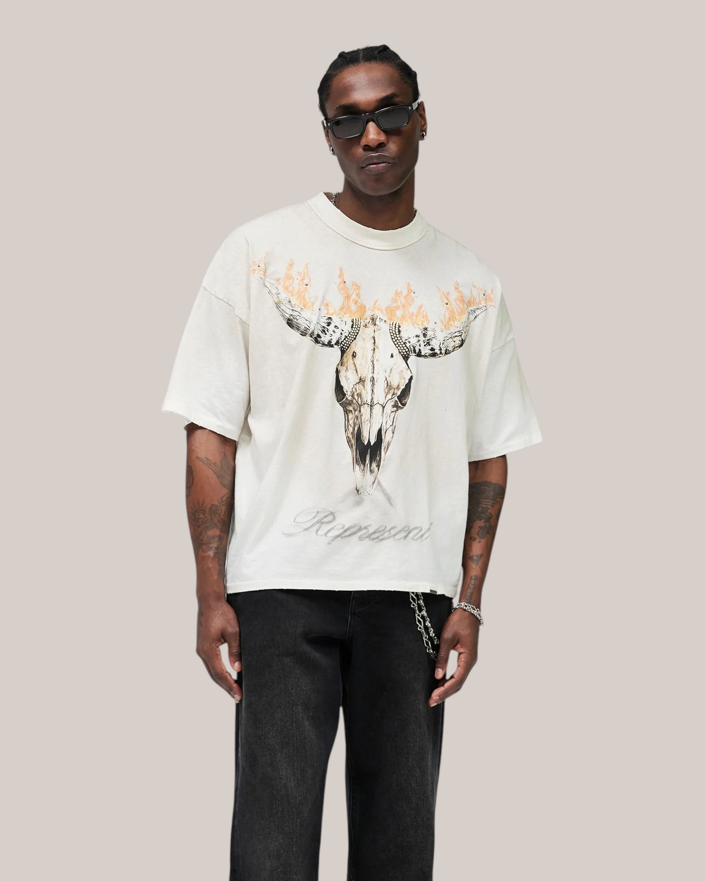 T-Shirt British Cowboy Washed Ecru MLM100592-30 Represent