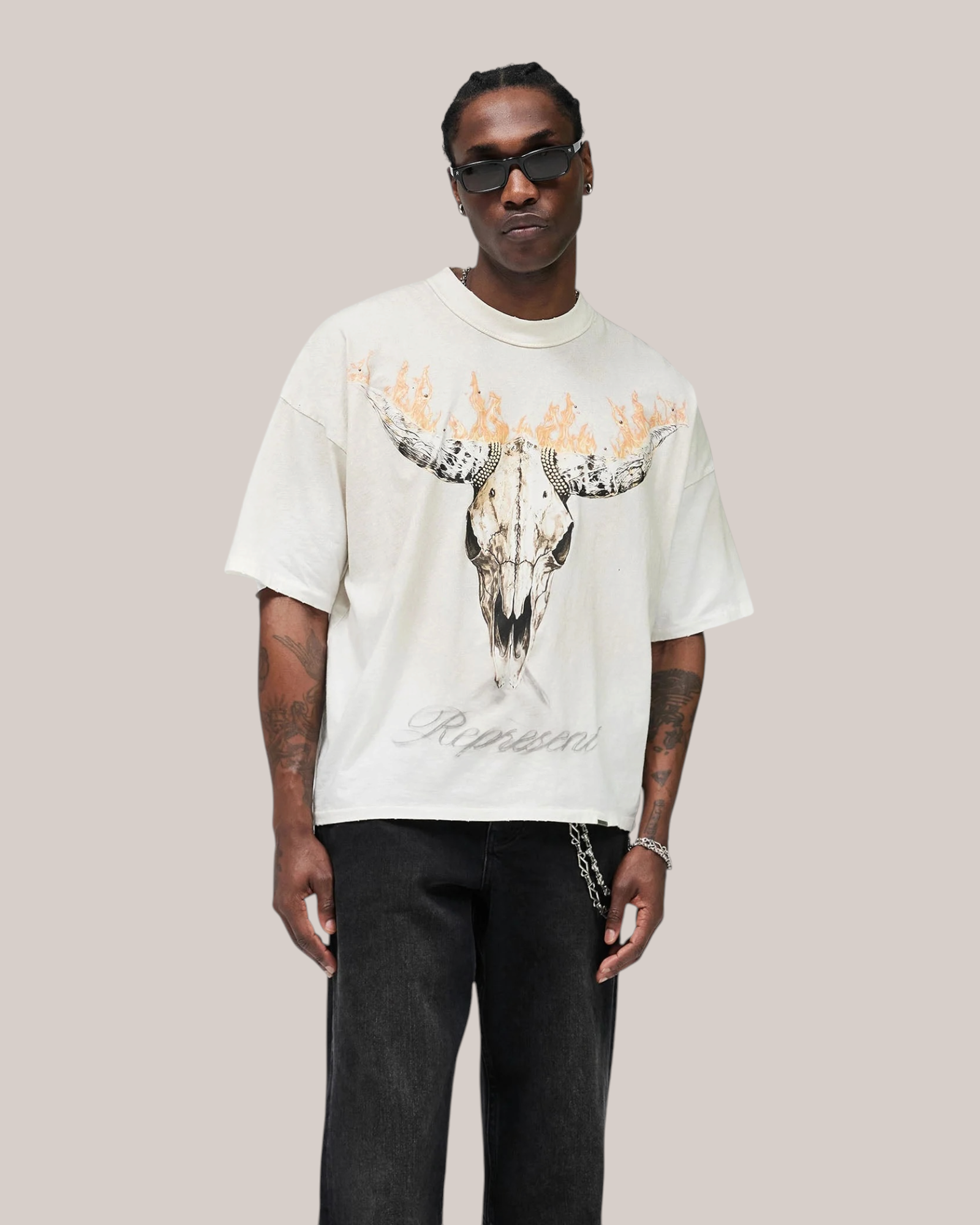 T-Shirt British Cowboy Washed Ecru MLM100592-30 Represent
