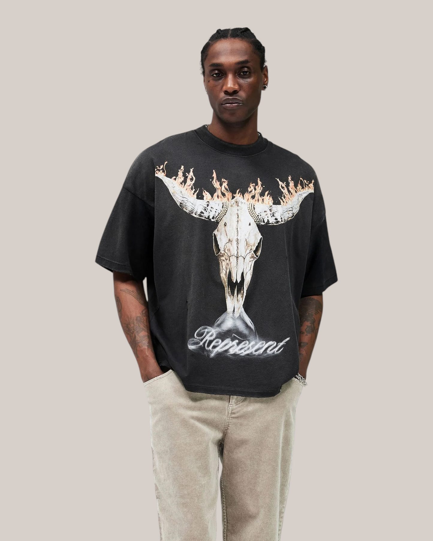T-Shirt British Cowboy Stained Black MLM100592-04 Represent