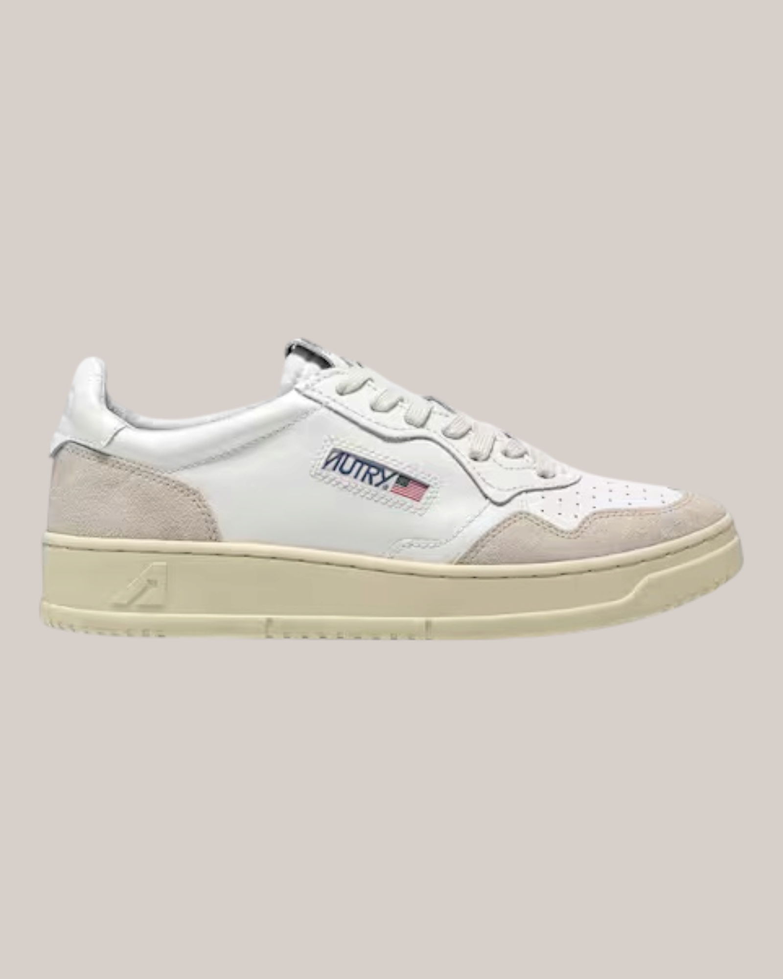 Sneakers In Pelle Medalist Low AULM-LS33 Bianca e Suede Beige Autry