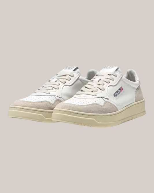 Sneakers In Pelle Medalist Low AULM-LS33 Bianca e Suede Beige Autry