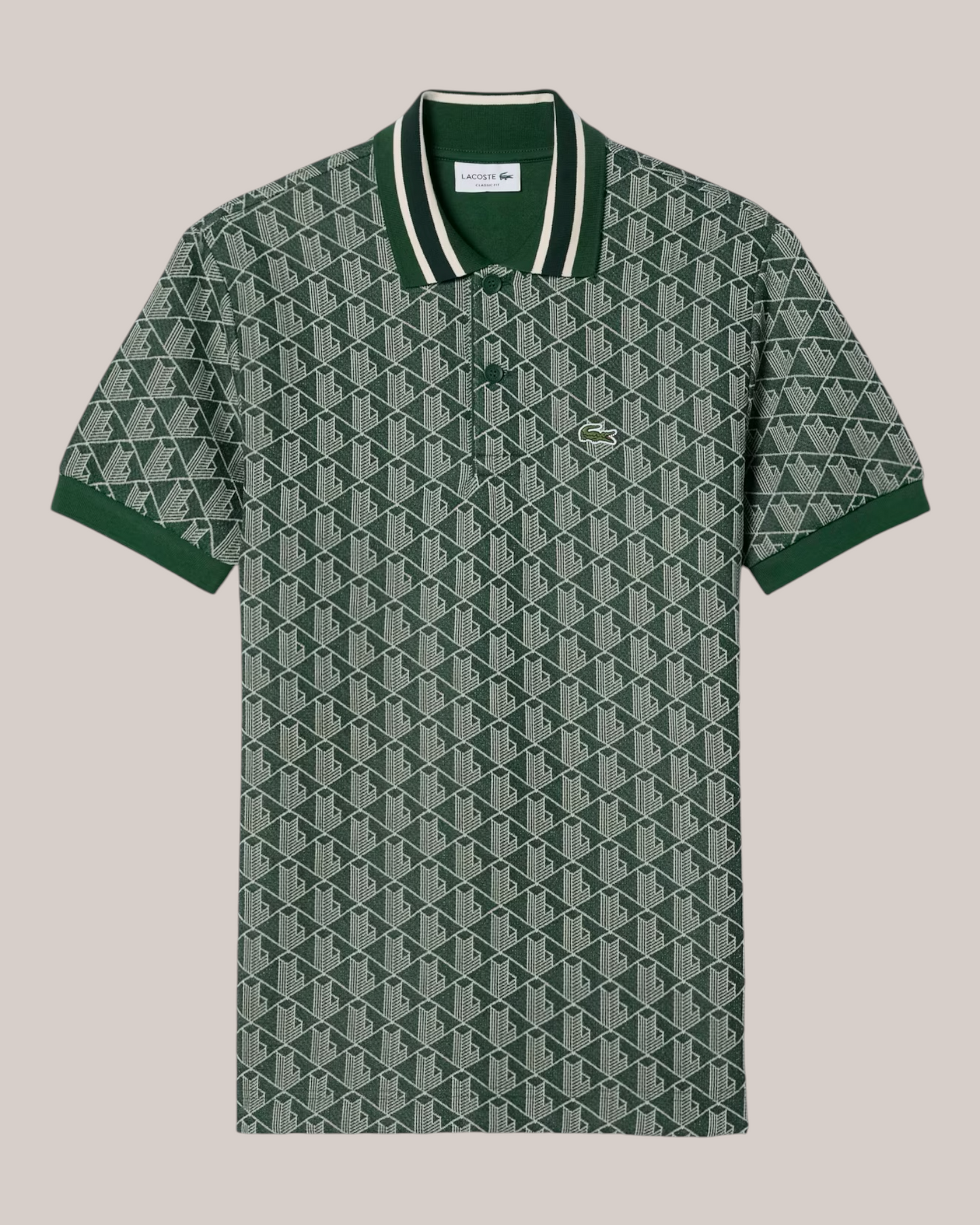 Polo Classic Fit Monogram in Jacquard Verde DH1417-00-D1R Lacoste