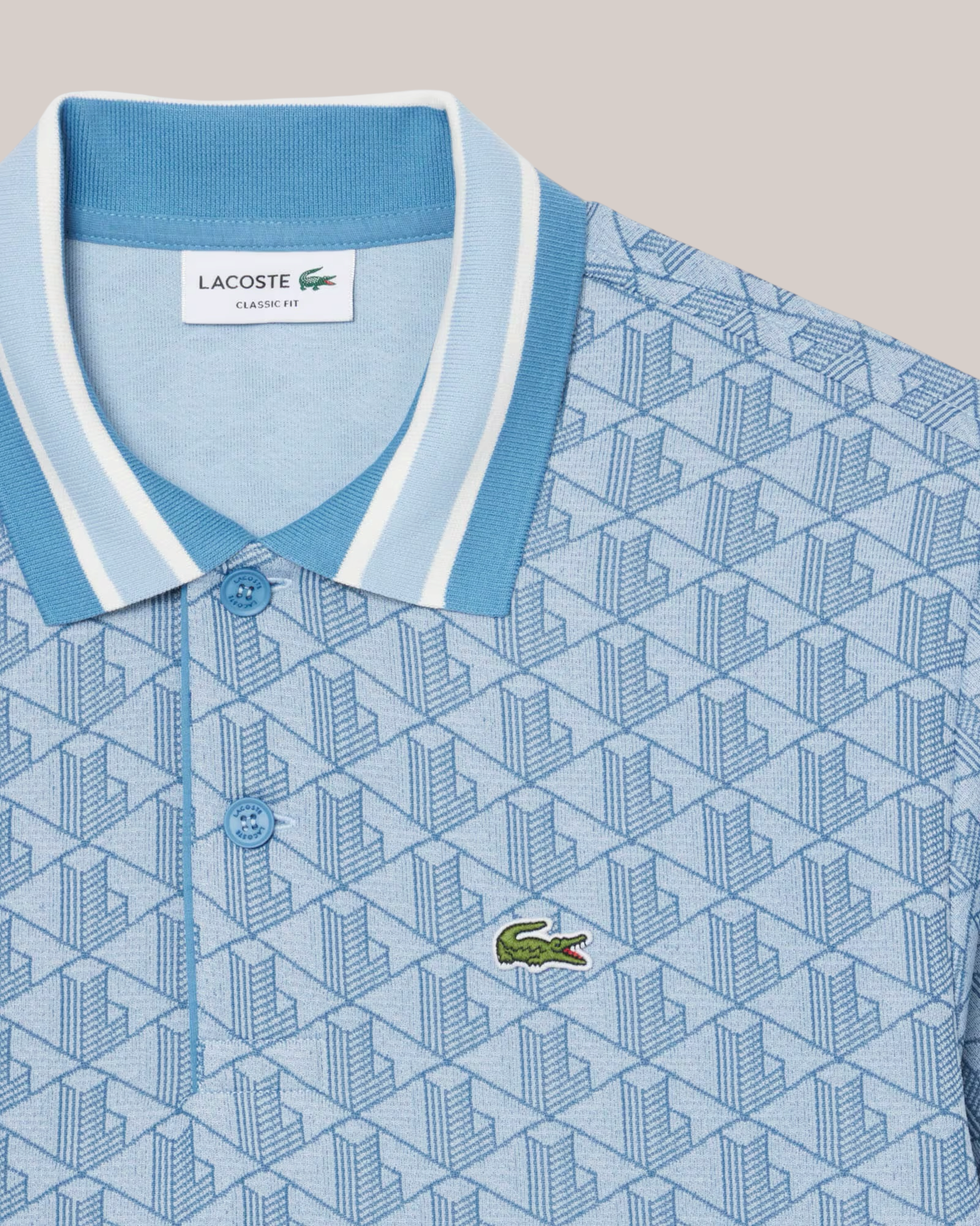 Polo Classic Fit Monogram in Jacquard Blue DH1417-00-1QI Lacoste
