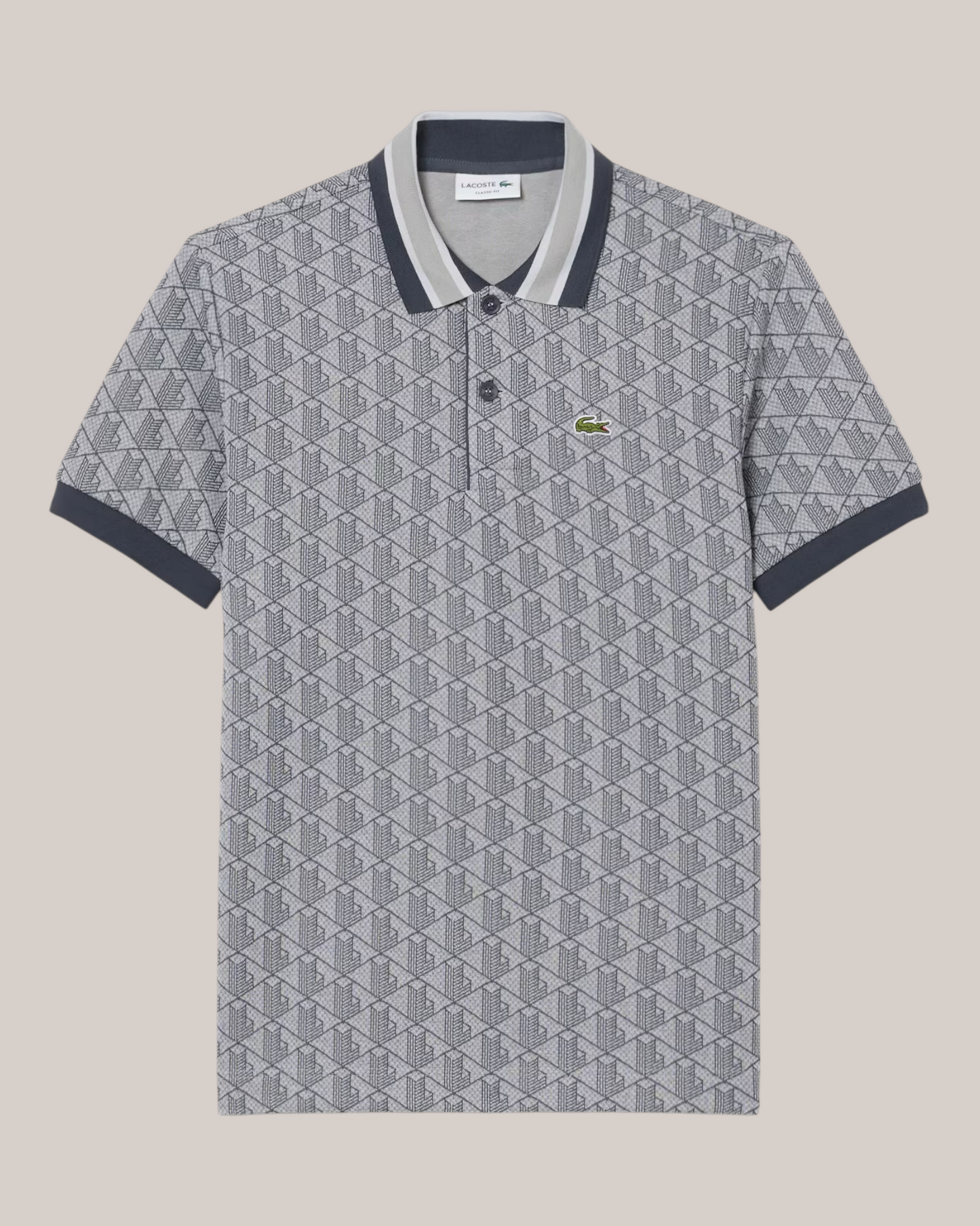 Polo Classic Fit Monogram in Jacquard Grigio DH1417-00-41I Lacoste