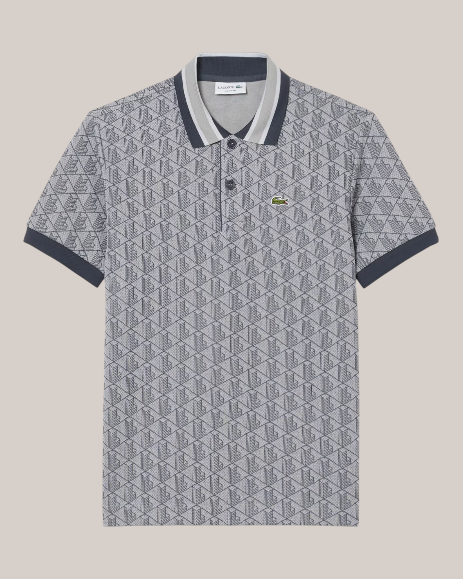 Polo Classic Fit Monogram in Jacquard Grigio DH1417-00-41I Lacoste
