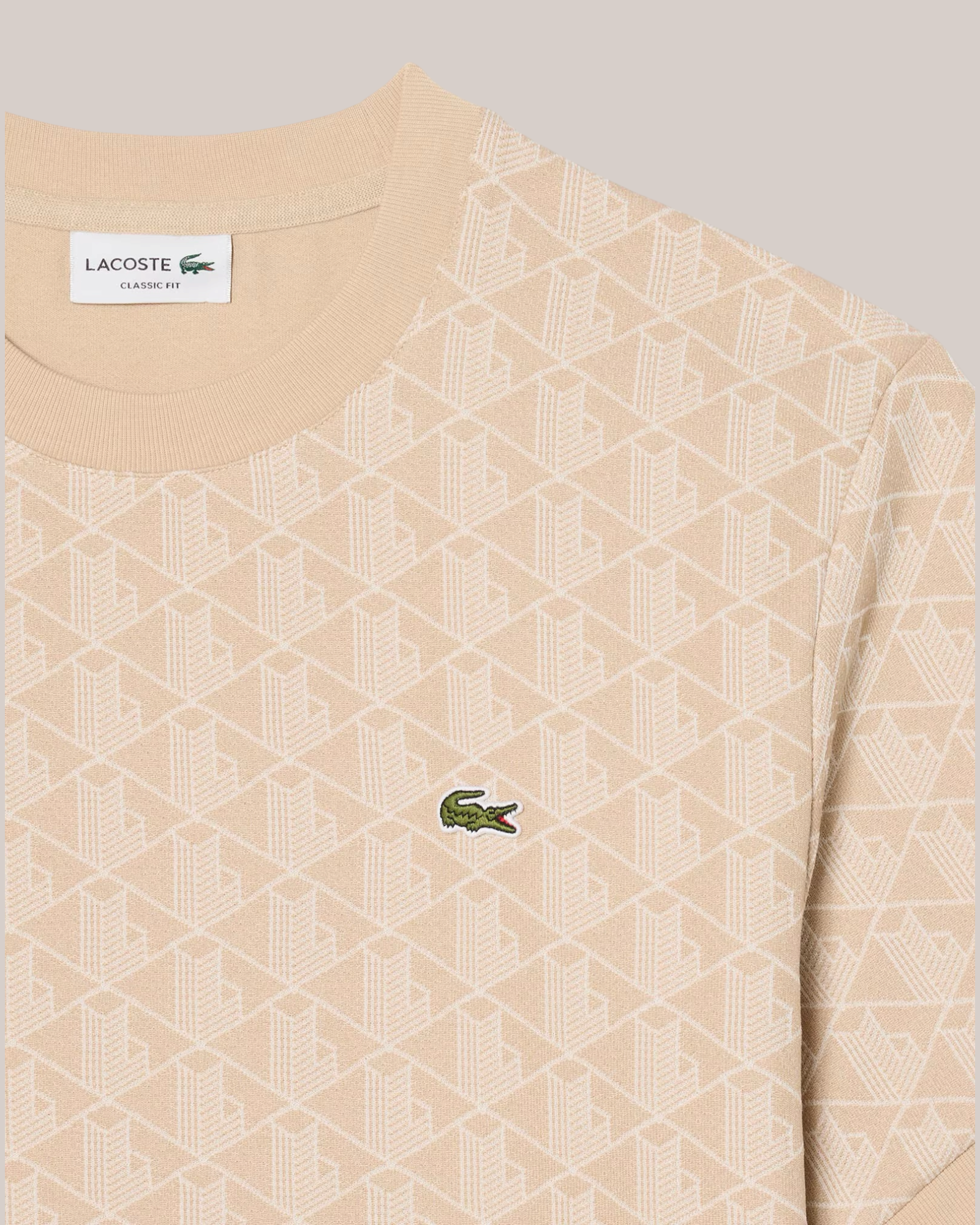 T-Shirt Classic Fit in Jacquard Monogram Beige TH1197-00-8GI Lacoste