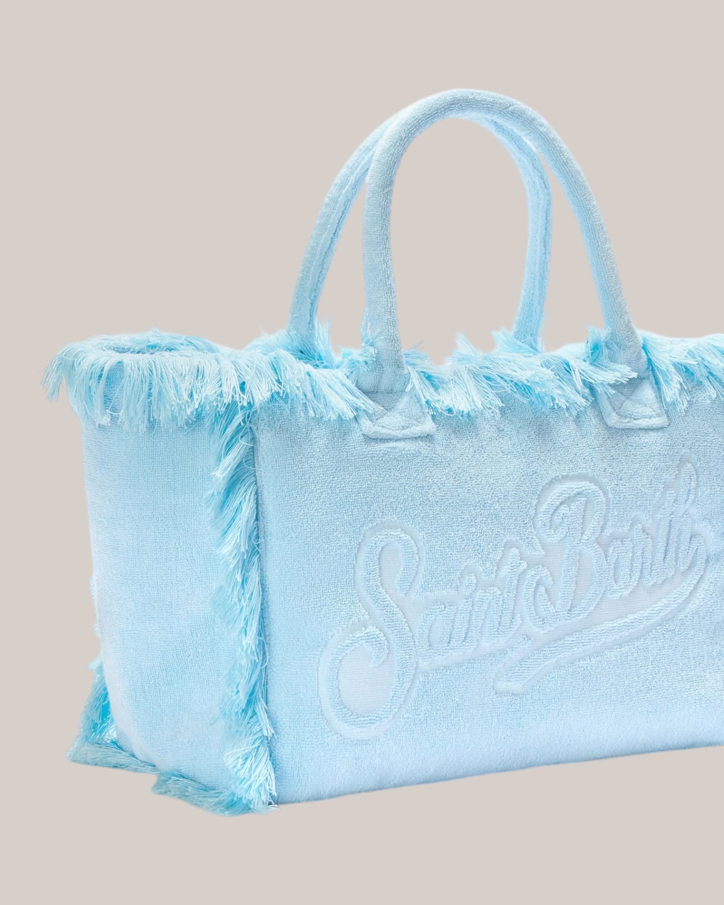 Borsa Vanity Large Regular In Tessuto Effetto Spugna Celeste VANI012 00414L MC2 Saint Barth
