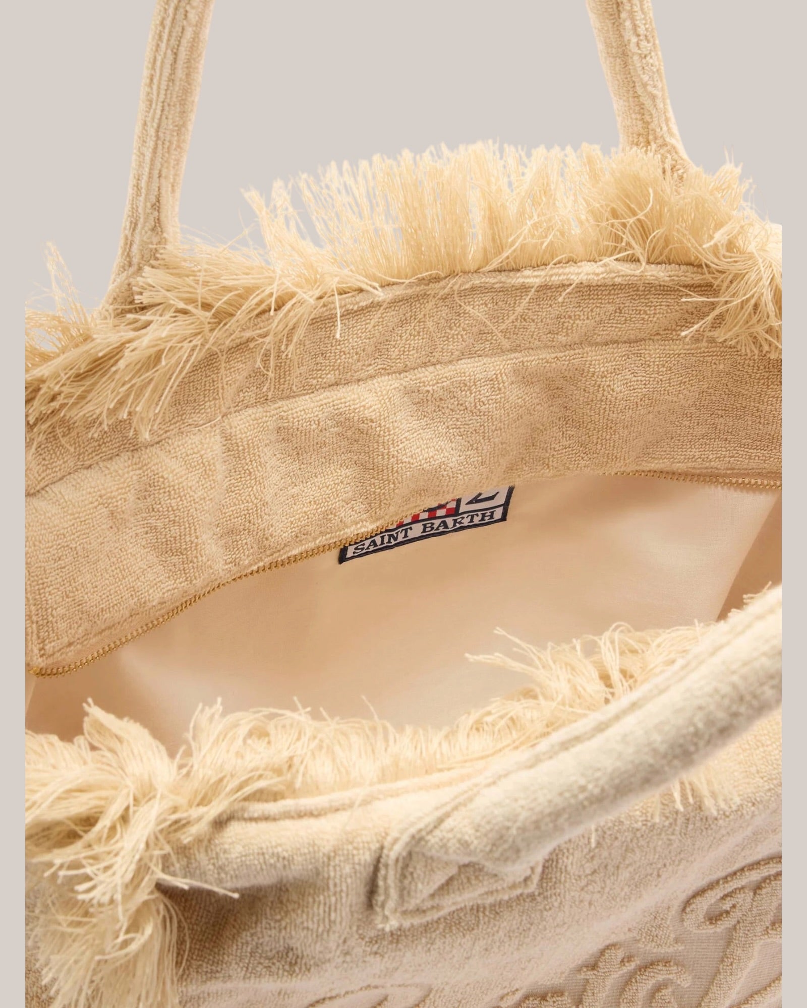 Borsa Vanity Large Regular In Tessuto Effetto Spugna Beige VANI012 02549L MC2 Saint Barth