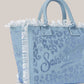 Borsa Vanity Regular In Canvas Blu Leopard Con Strass VANI001 08747L MC2 Saint Barth