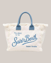 Borsa Vanity Large Regular In Canvas Di Cotone Ricamata Bianca VANI001 09479L MC2 Saint Barth
