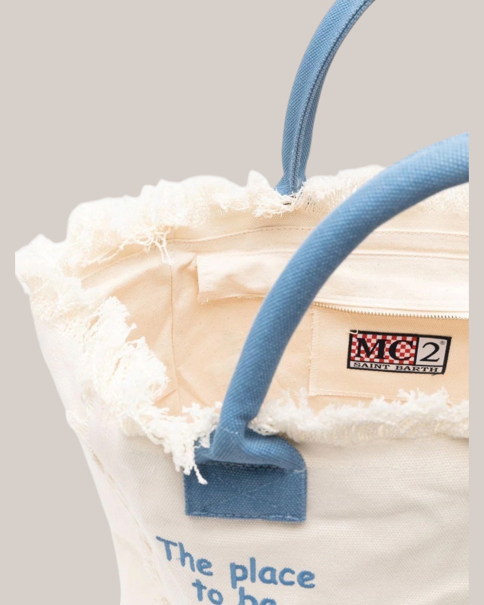 Borsa Vanity Large Regular In Canvas Di Cotone Ricamata Bianca VANI001 09479L MC2 Saint Barth