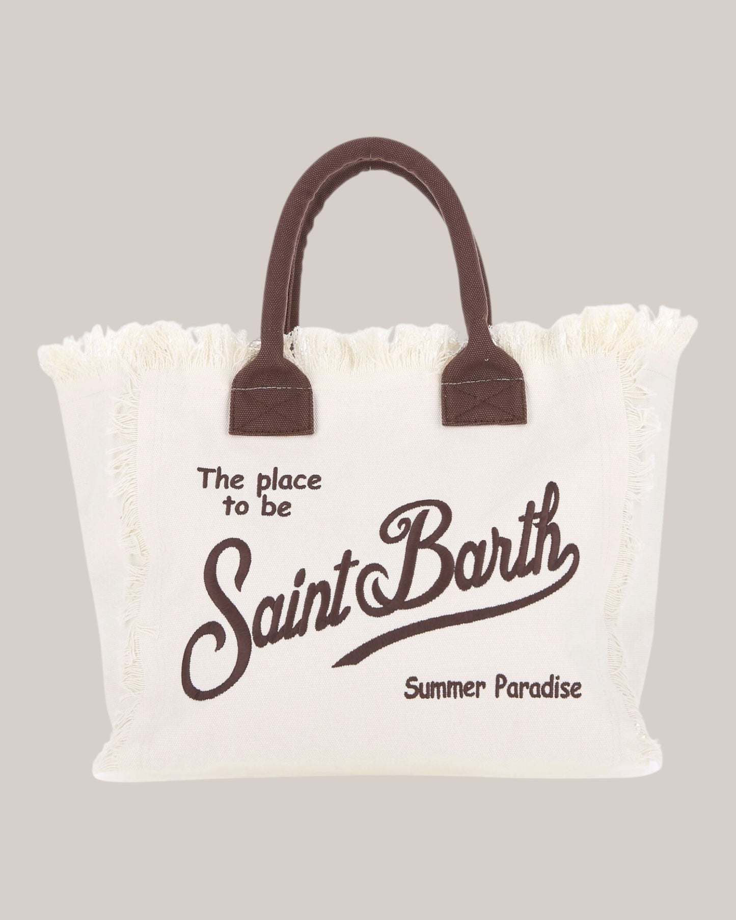 Borsa Vanity Large Regular In Canvas Di Cotone Ricamata Bianca VANI001 01818L MC2 Saint Barth