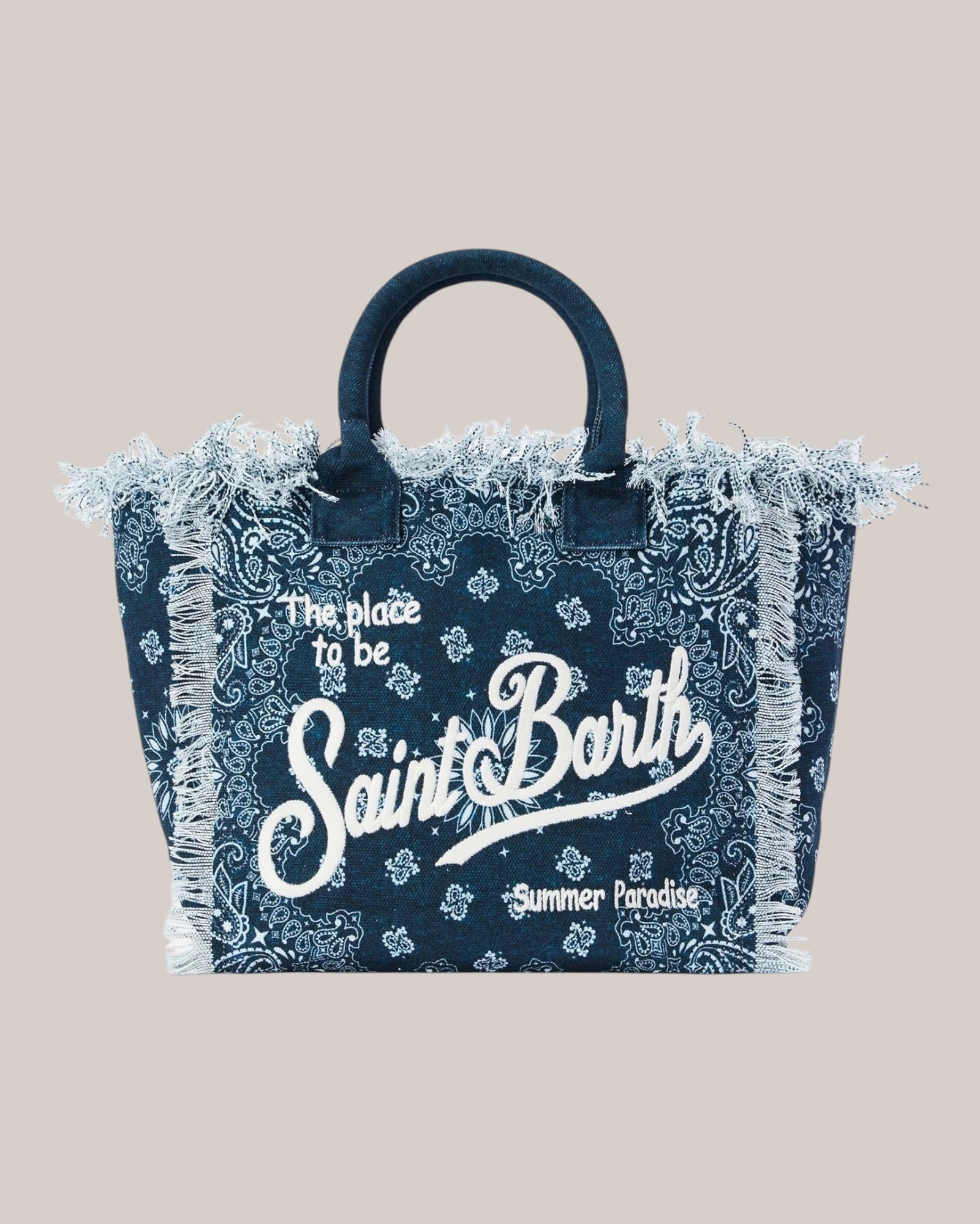 Borsa Vanity Regular Large In Canvas Azzuro Stampa Bandana VNI001 09488L MC2 Saint Barth