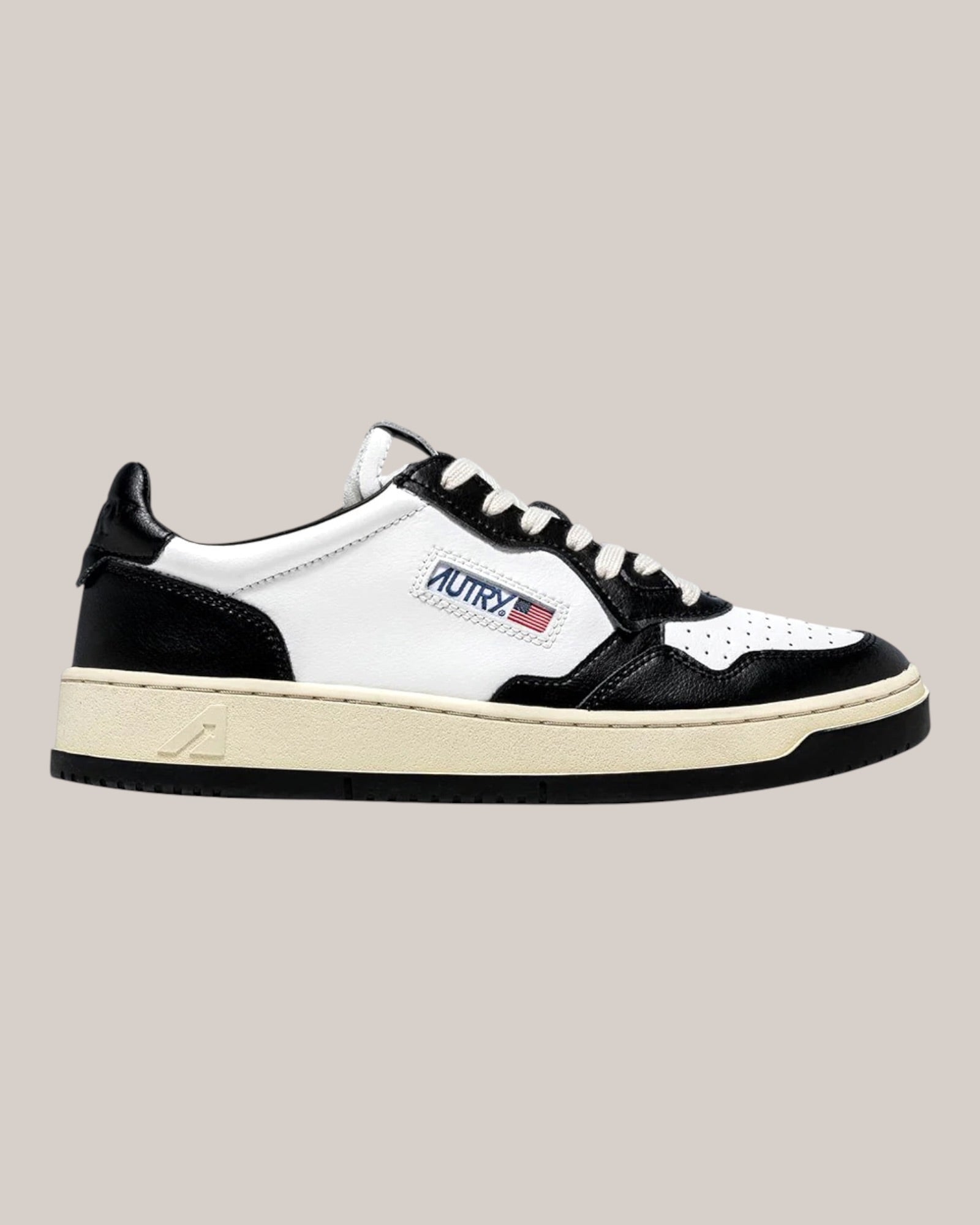 Sneakers Base In Pelle Medalist Low Man Bianca/Nero ALM WB01 Autry