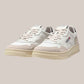 Sneakers Basse In Pelle Medalist Low Bianca e Nera In Suede Beige AULM LS21 Autry