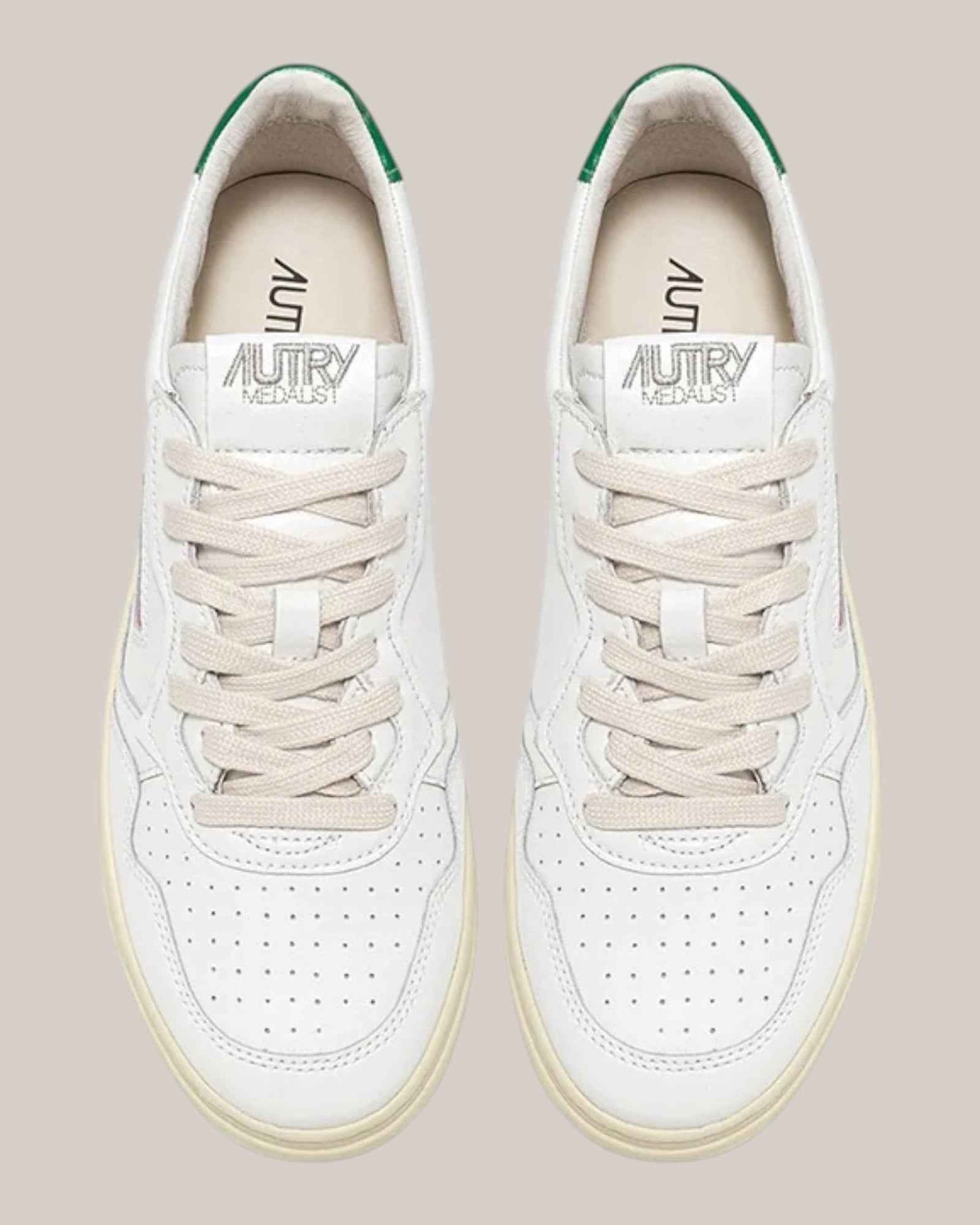 Sneakers Base In Pelle Medalist Low Man Bianco/Verde AULM LL20 Autry