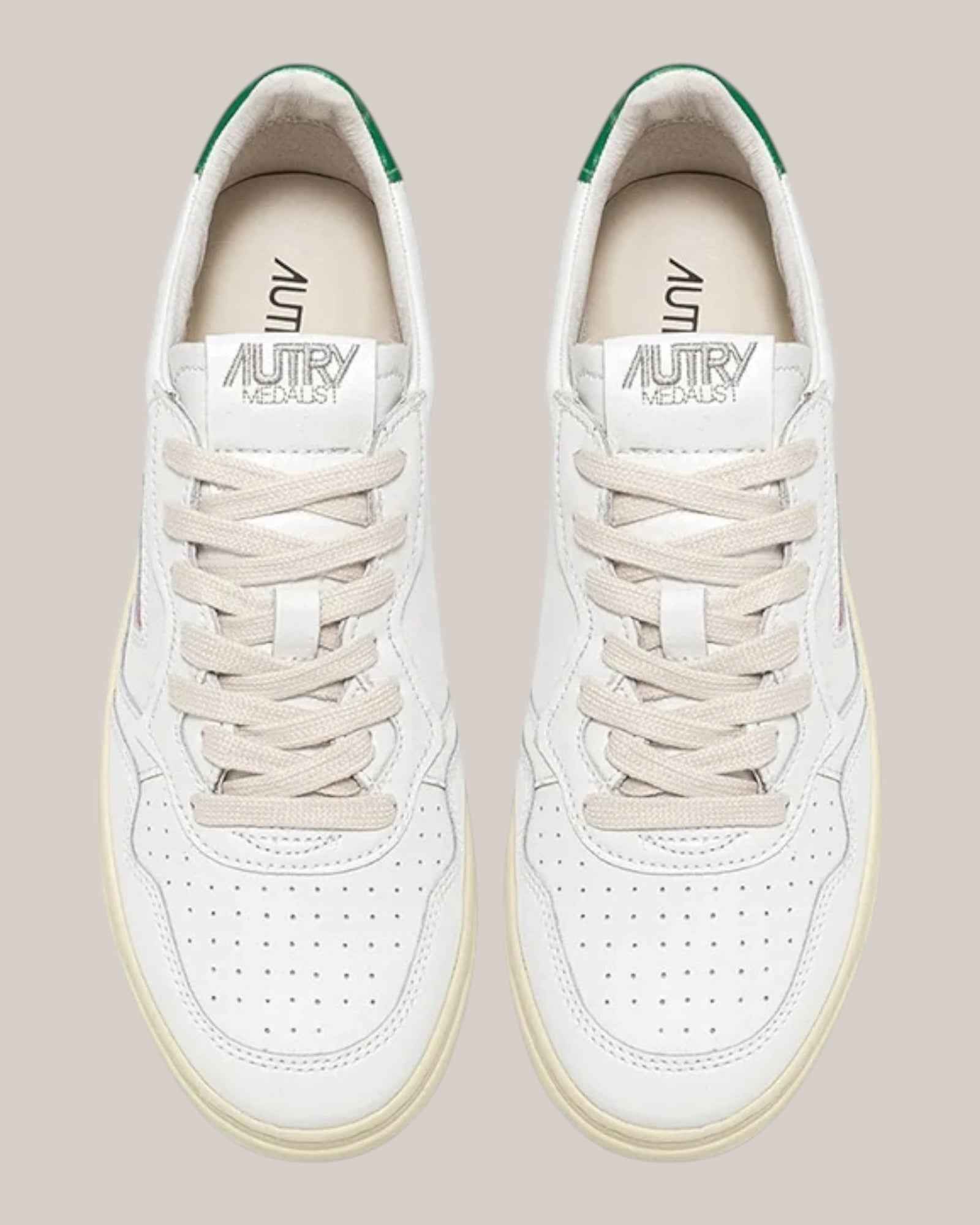Sneakers Base In Pelle Medalist Low Man Bianco/Verde AULM LL20 Autry
