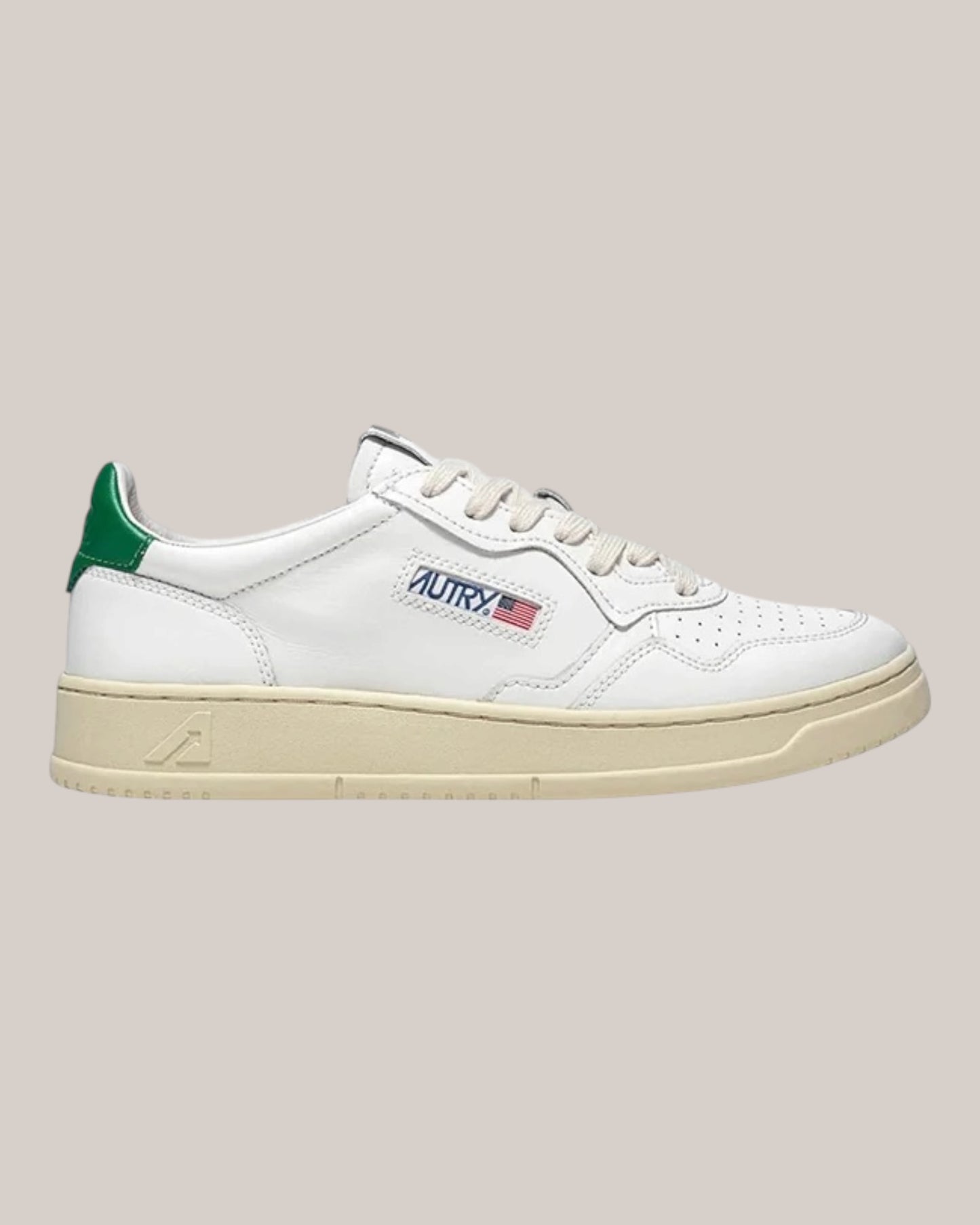 Sneakers Base In Pelle Medalist Low Man Bianco/Verde AULM LL20 Autry