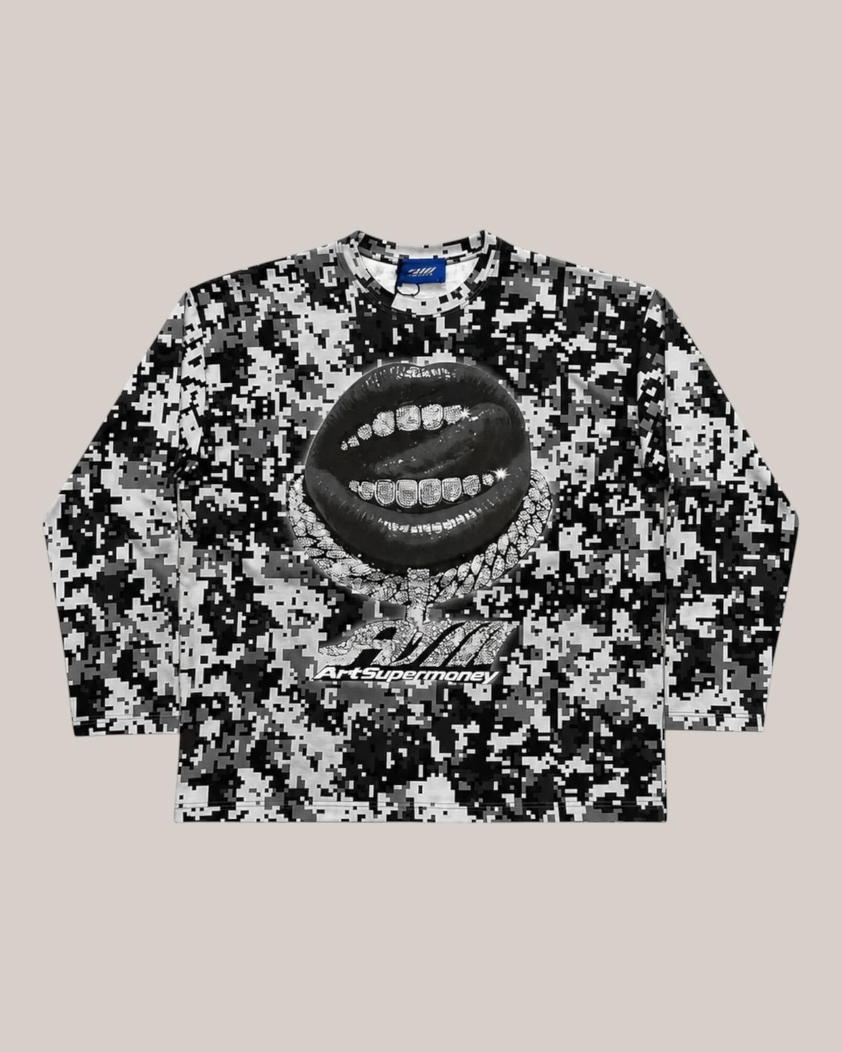 Art Supermoney T-Shirt Manica Lunga Nero Longsleeve Pixel