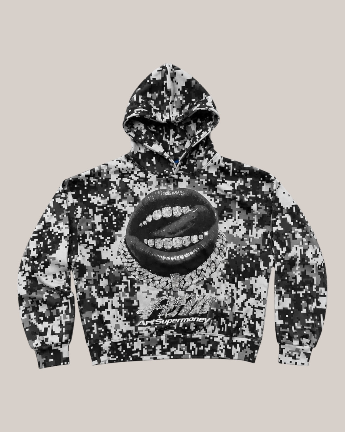 Art Supermoney Felpa Nero Hoodie Pixel Nero