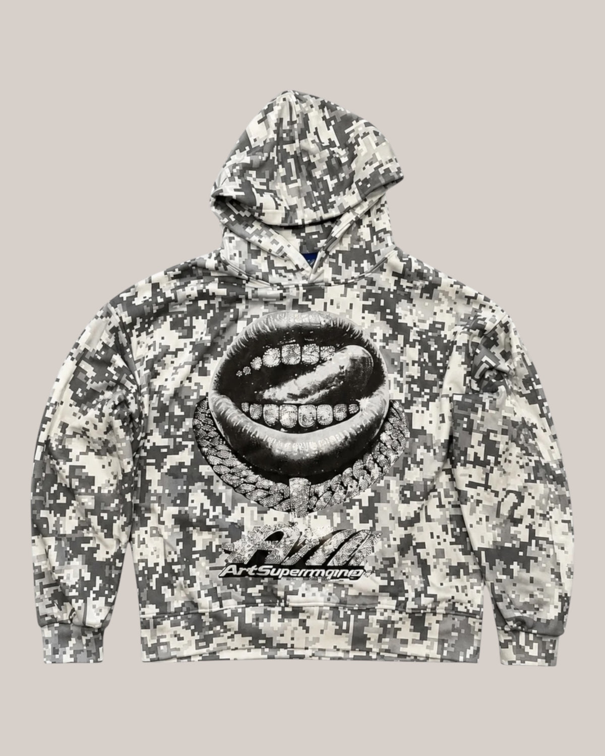 Art Supermoney Felpa Bianca Hoodie Pixel White