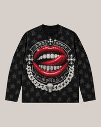 Art Supermoney T-Shirt Manica Lunga Deep Ghotic Red Lips