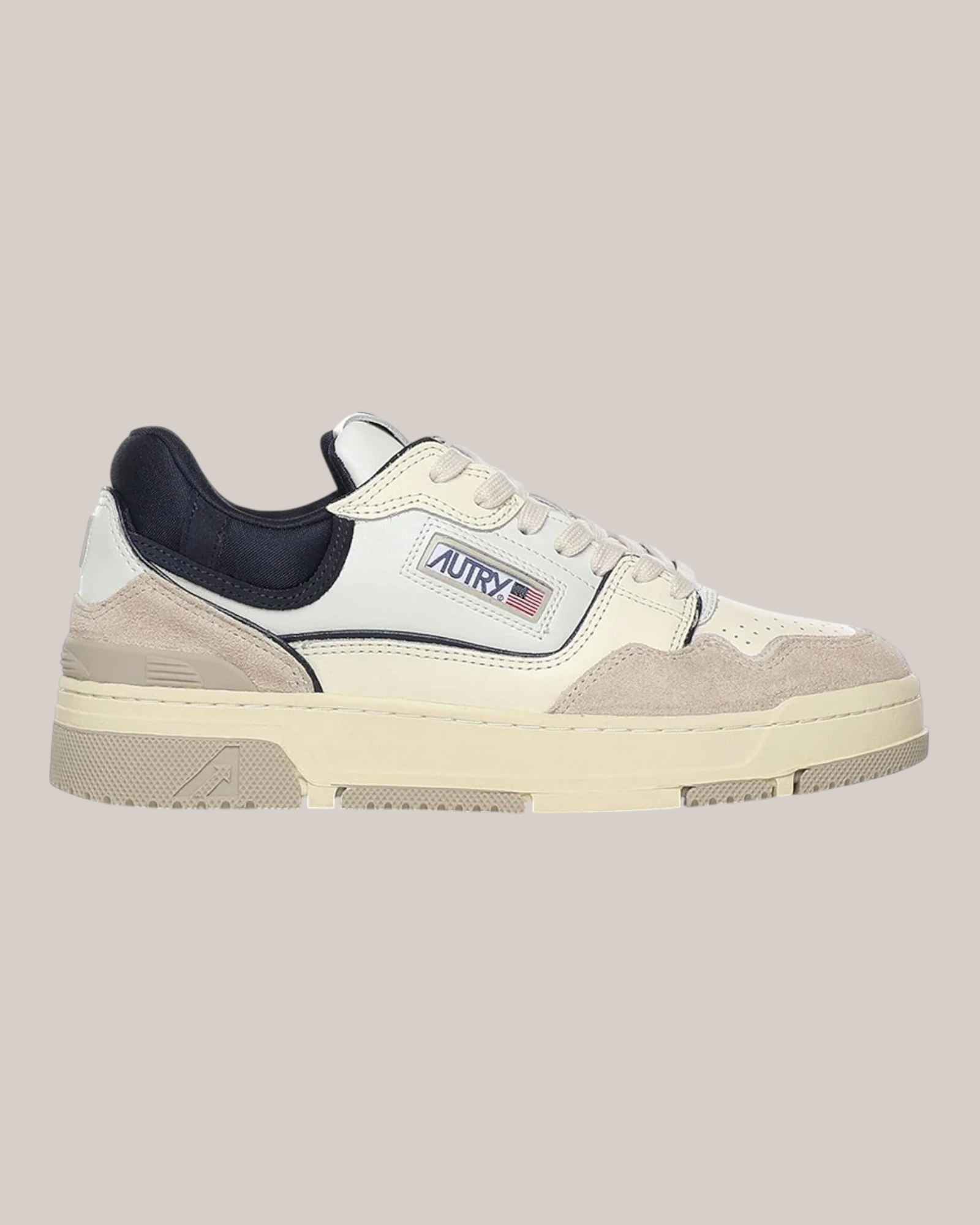 Sneakers CLC In Pelle e Suede Bianco Sand e Space Blu ROLM MC13 Autry