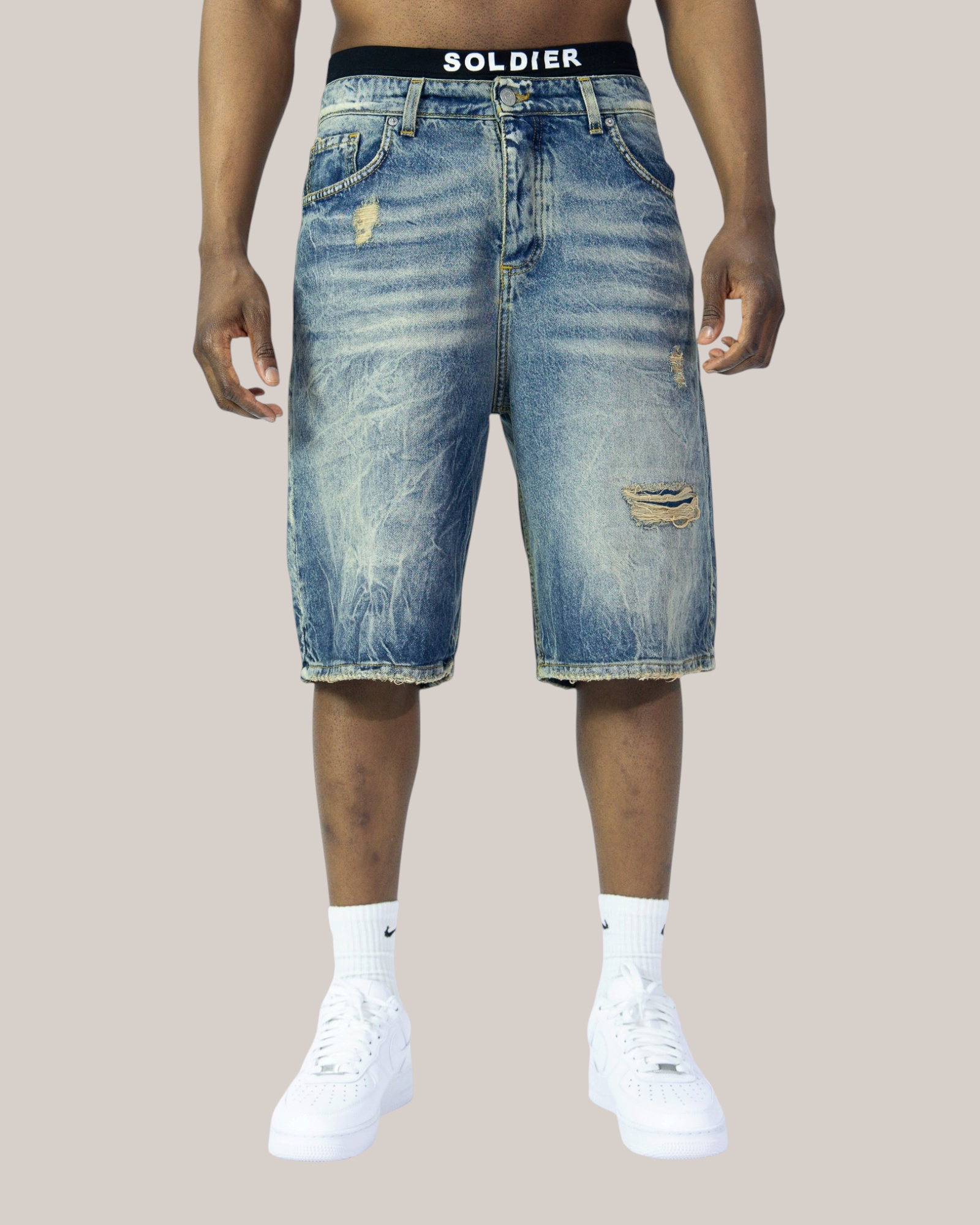Short Baggy Fit Lavaggio Sabbiato Medio 06B Soldier
