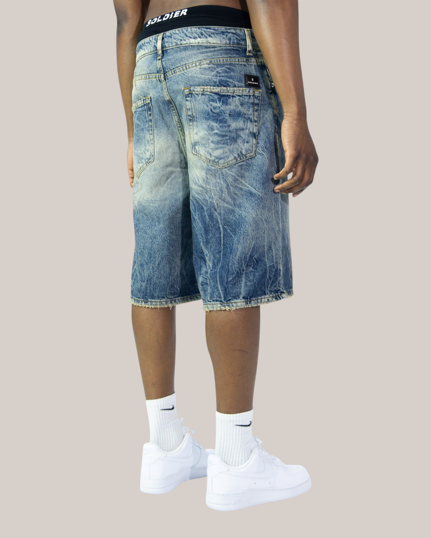 Short Baggy Fit Lavaggio Sabbiato Medio 06B Soldier