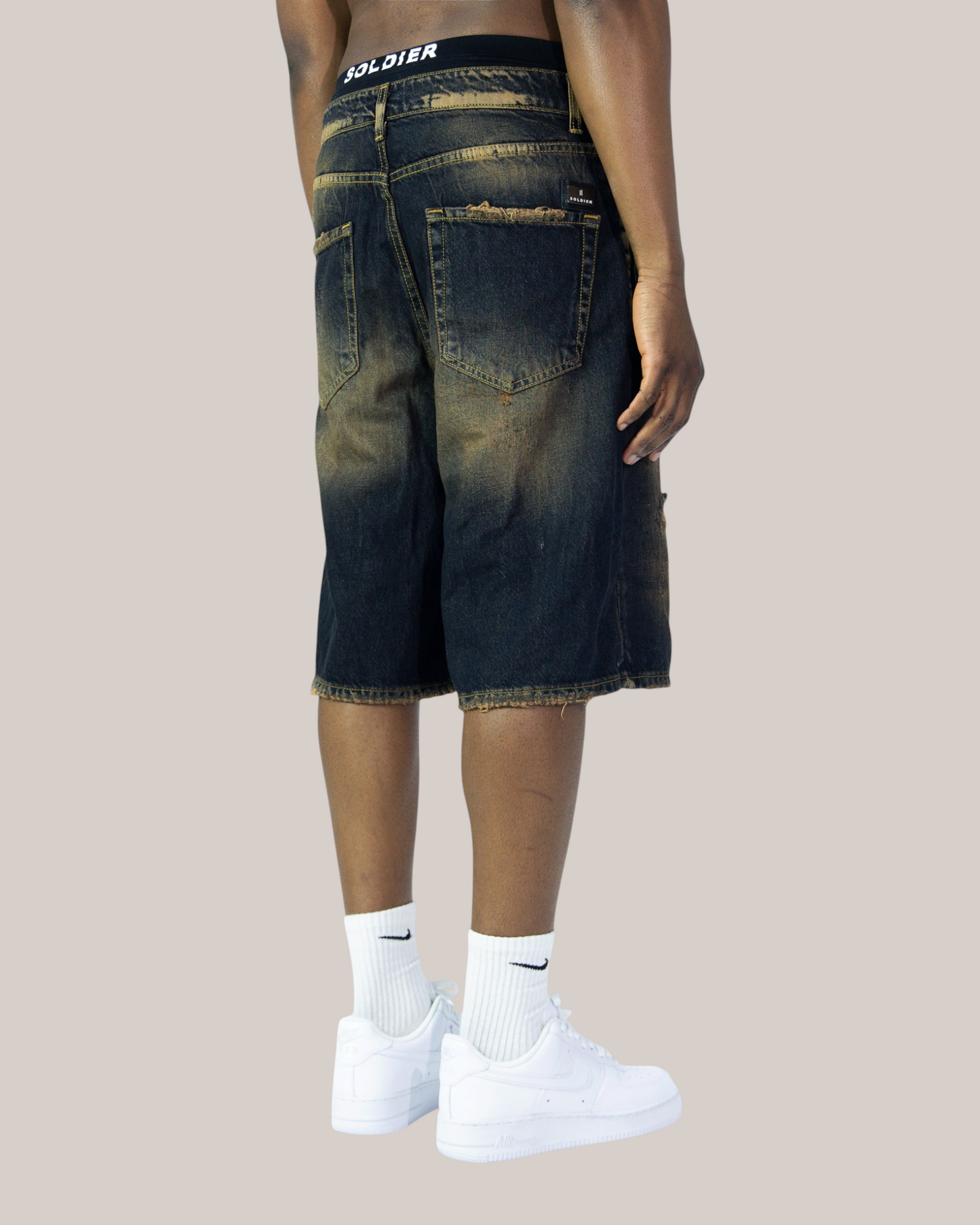 Short Baggy Fit Lavaggio Sabbiato Scuro 07B Soldier