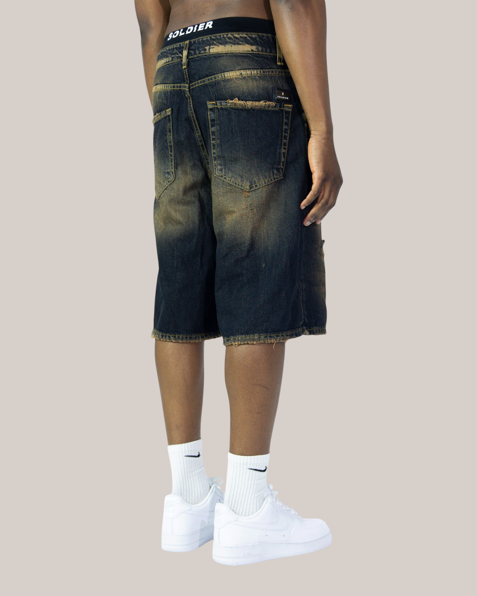 Short Baggy Fit Lavaggio Sabbiato Scuro 07B Soldier