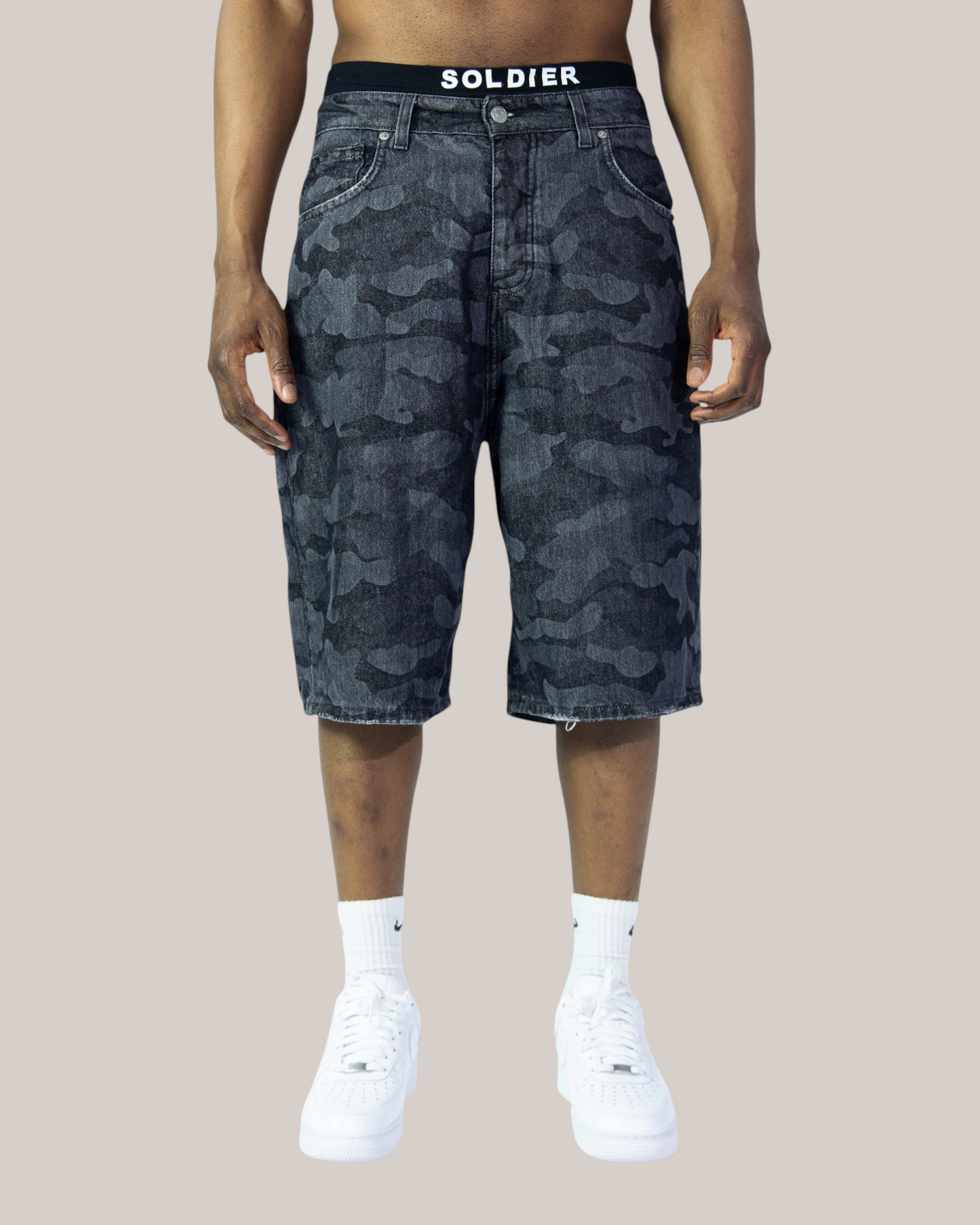 Short Baggy Fit Camo Dark Denim 010N Soldier