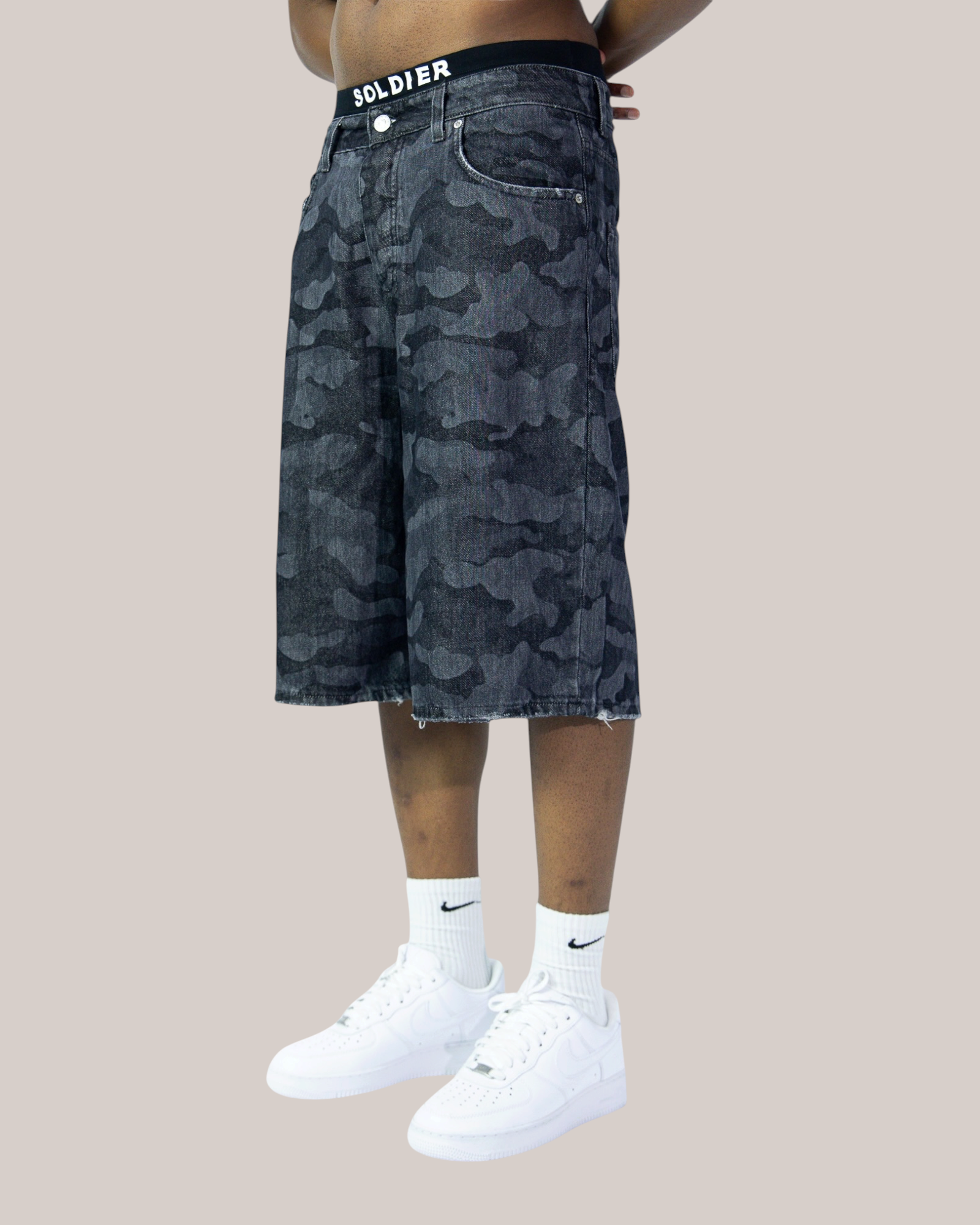 Short Baggy Fit Camo Dark Denim 010N Soldier